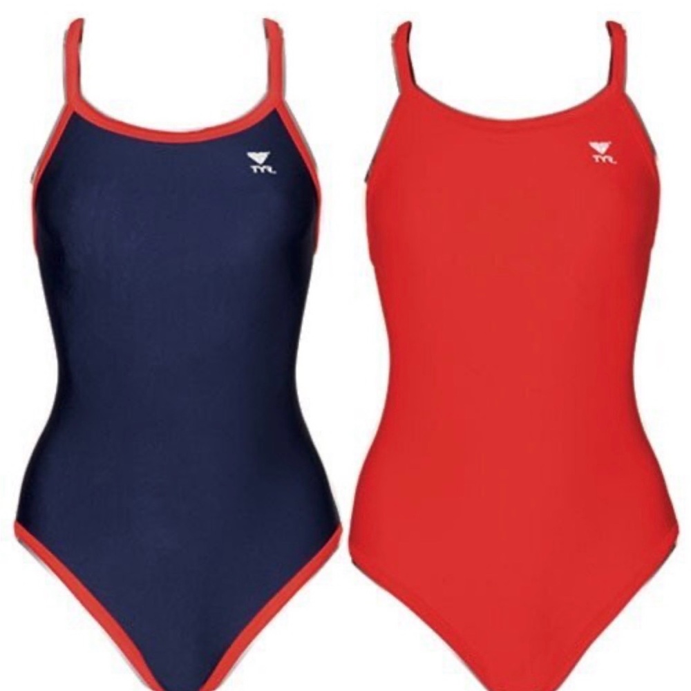 NWT TYR Navy and Red Diamond fit Swimsuit Duo size 32